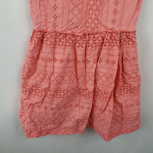 Gap Kids Peachy Pink Patterened Eyelet Embroidered Sleeveless Dress Sz M 8 - Picture 3 of 11